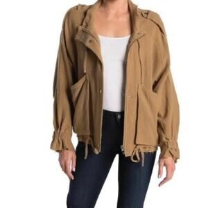 BlankNYC Cotton Voile Gauze raw edge Bomber Jacket small